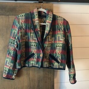 Vintage Tapestry Jacket New Identity Size medium Cropped Thick Warm
